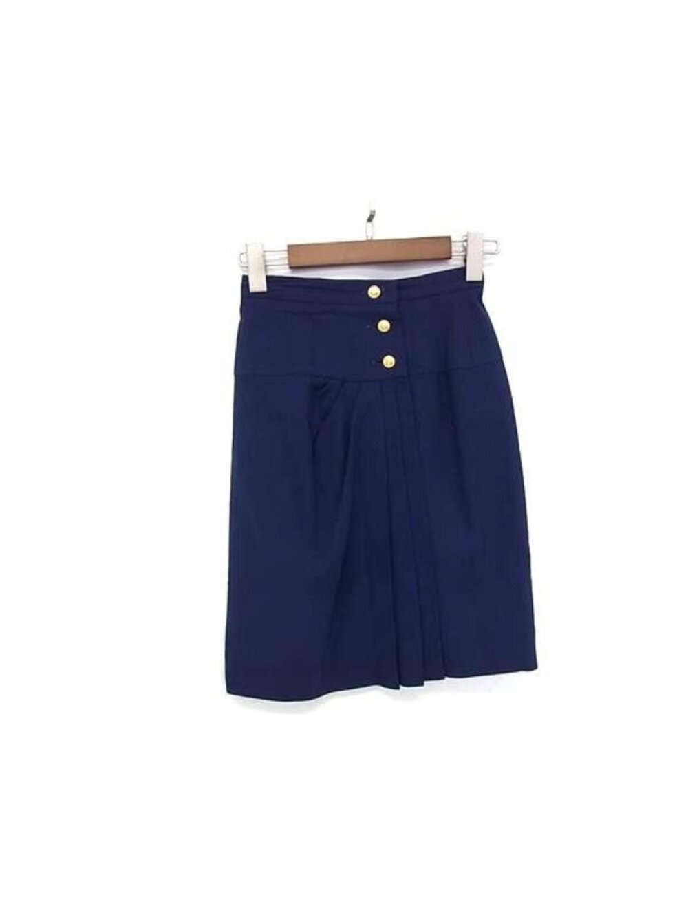 Chanel CC Logo Wool 100% Wrapped Navy Skirt 34